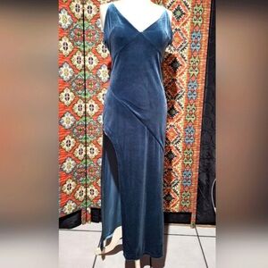 Elegant Blue Velvet Dress